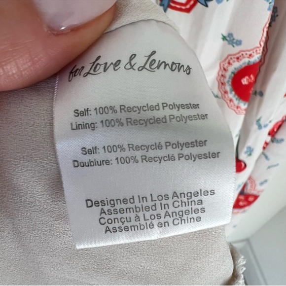 For Love & Lemons Daisy Heart Mae Strapless Midi Dress in White and Red - Picture 12 of 12